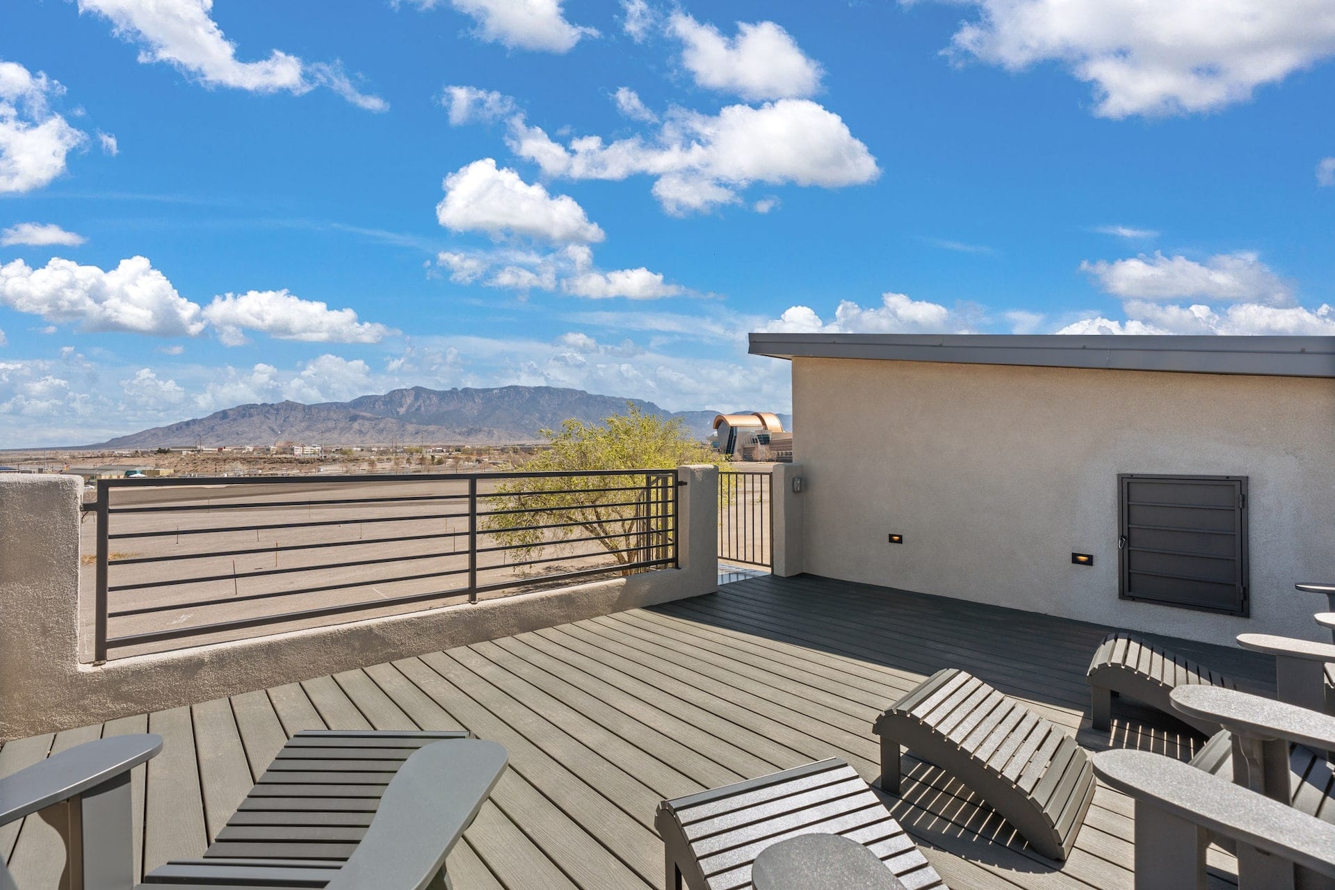 Rooftop deck with mountain views